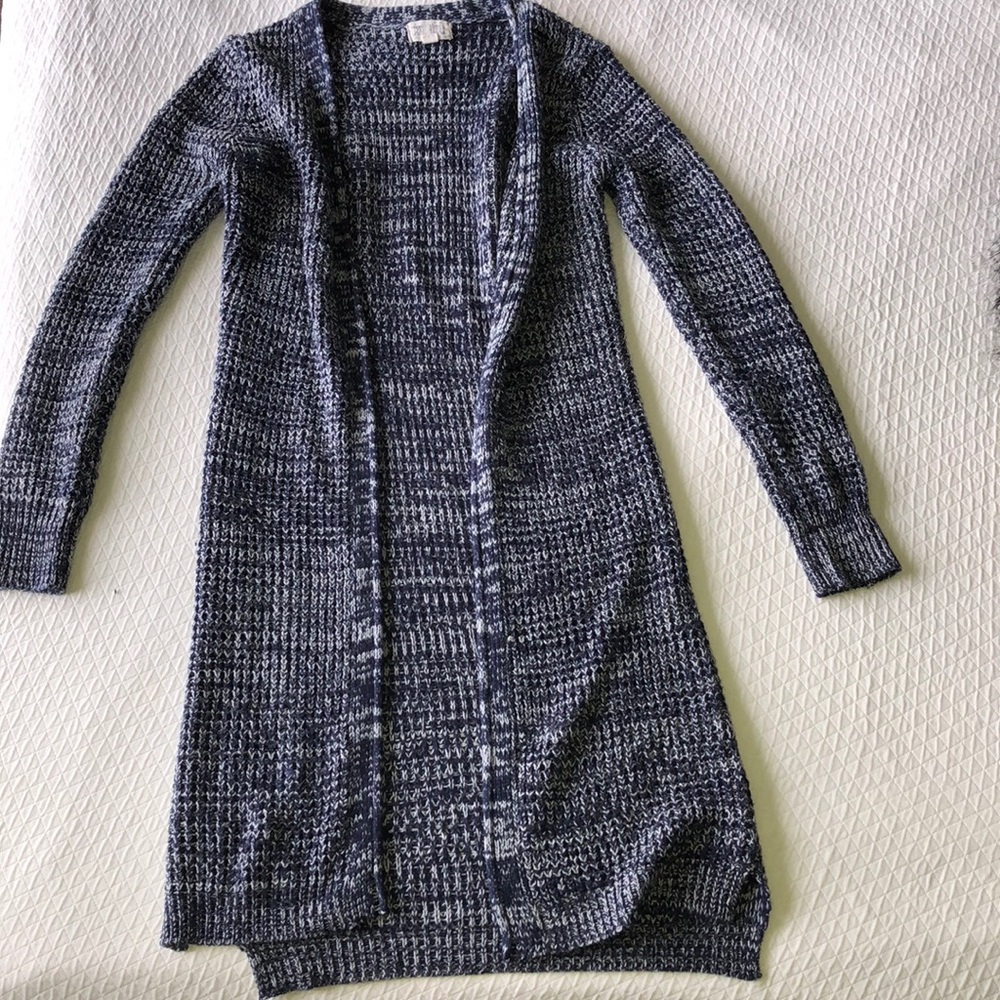 Pacsun Longline Navy Cable Knit Cardigan